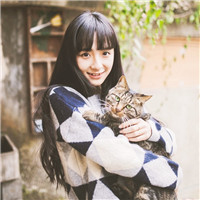 抱宠物的气质女生头像