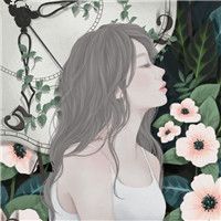 卡通侧脸忧伤女生头像