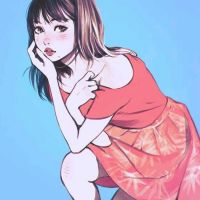 卡通侧脸忧伤女生头像