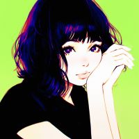 卡通侧脸忧伤女生头像
