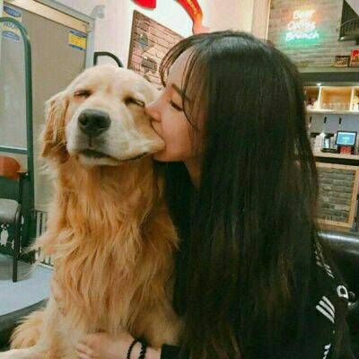 女生抱着狗头像