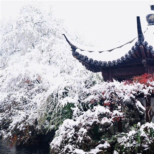 唯美的杭州西湖雪景图